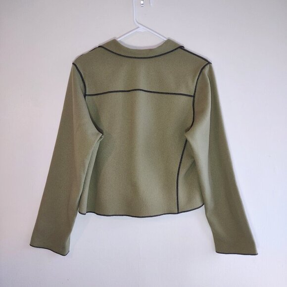 Vintage beppa Wool Jacket Olive Green Abstract Floral Boho Artsy Retro Small - Picture 5 of 8